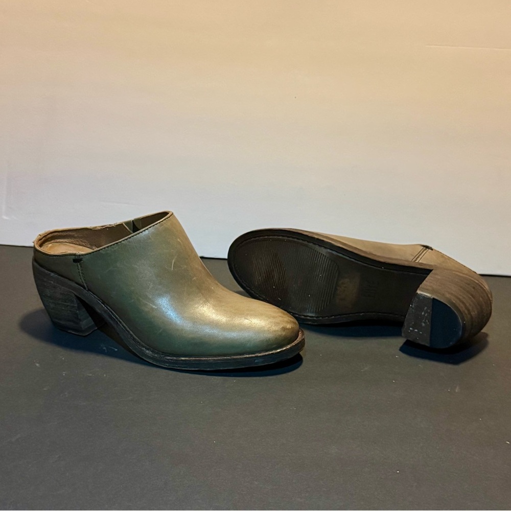 Frye Olive Leather Mules